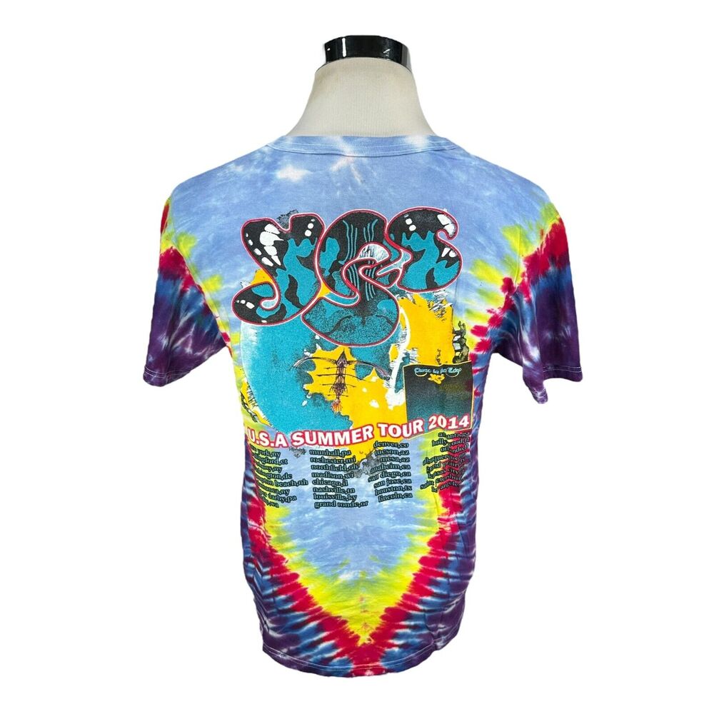 Yes Rock Band T-Shirt Mens Medium Tie Dye‎ 2014 Summer Tour Music Tee V-Neck - Picture 4 of 9